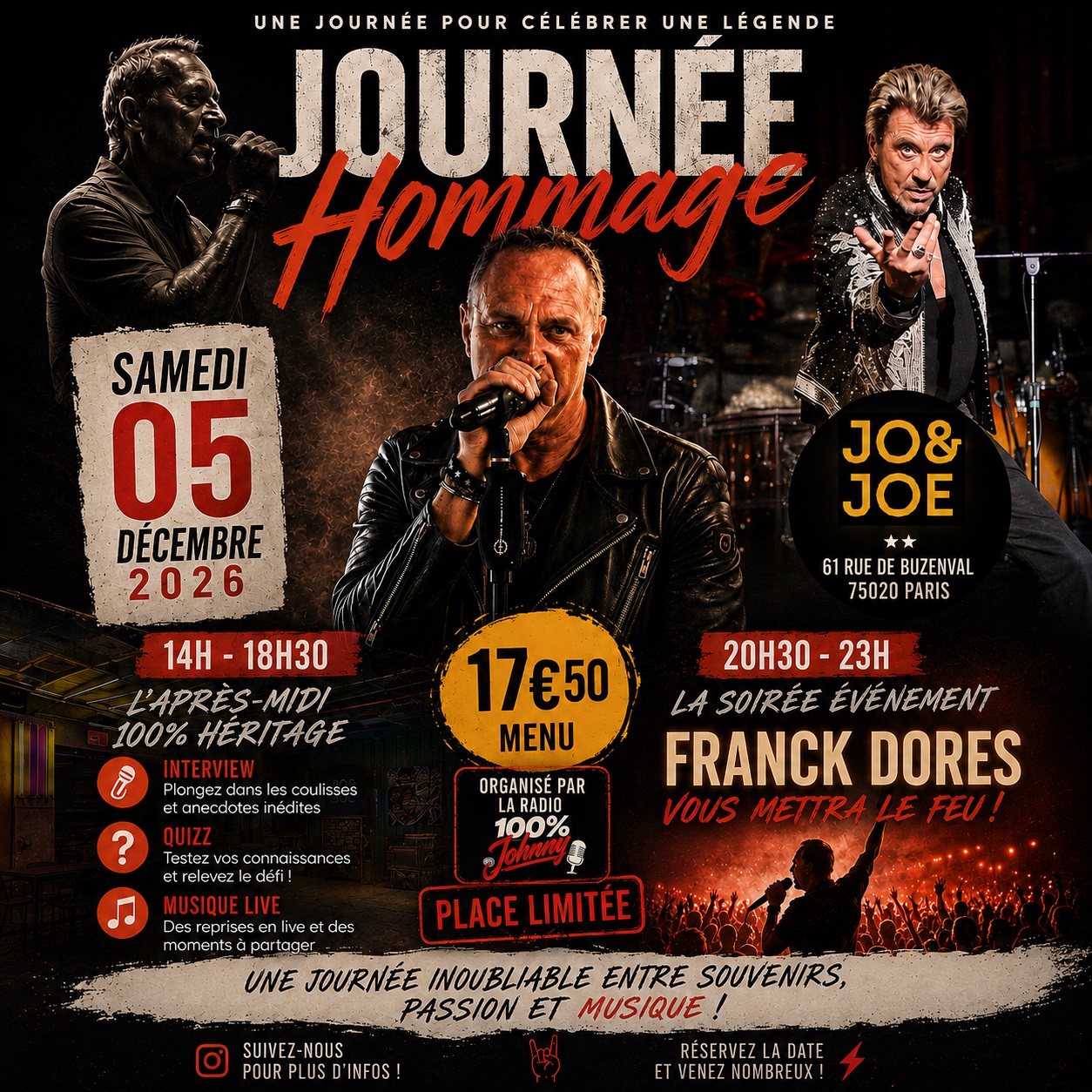 Affiche Journée Hommage - Samedi 5 décembre 2026 - JO&JOE Paris